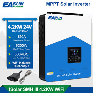 EASUN POWER 4.2K MPPT Solar Inverter 24V 220V Pure Sine Wave Off Grid Hybrid Inverter 120A