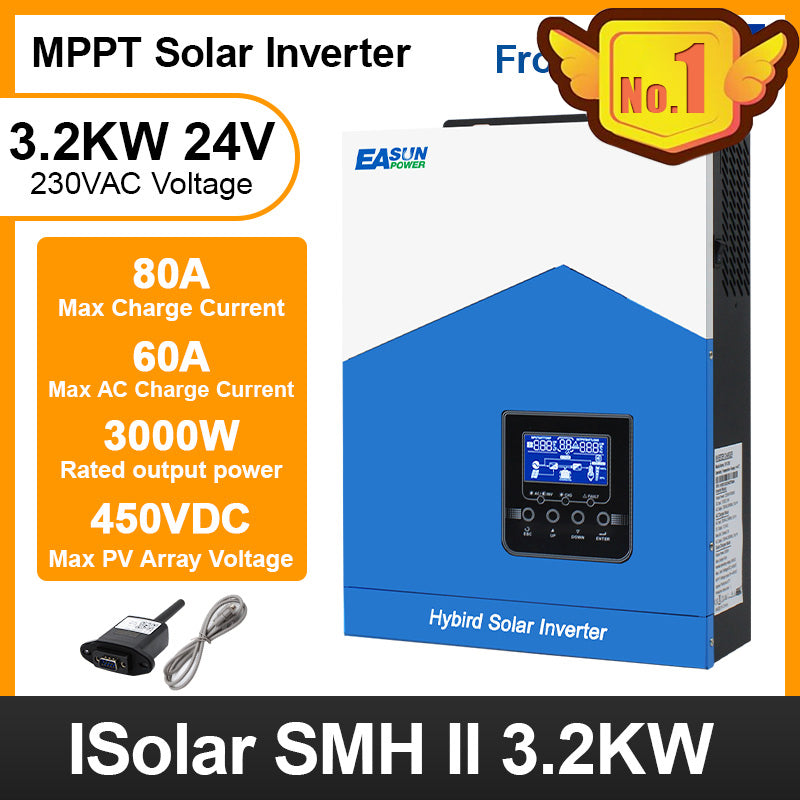 EASUN POWER 3.2Kw Solar Inverter 24V 220V Off Grid Inverter 80A