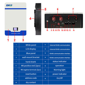 Easun 5kwh 10kwh 15kwh Powerwall 48v Lifepo4 Battery 51.2v 100Ah 200Ah 300Ah 10 Years Warranty