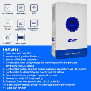 EASUN POWER 11KW Soalr Inverter MPPT 150A Charger 220VAC 48VDC