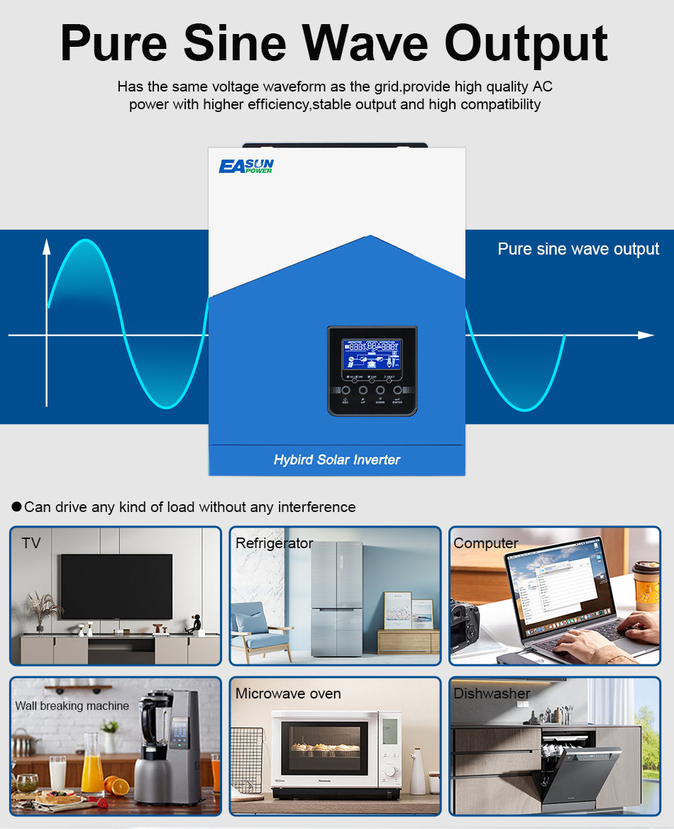 EASUN POWER 3.2Kw Solar Inverter 24V 220V Off Grid Inverter 80A