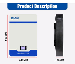 EASUN POWER 5KWh 100Ah 48V LiFePO4 Battery 51.2V 100AH Solar Battery Storage 6000+ Cycle BMS