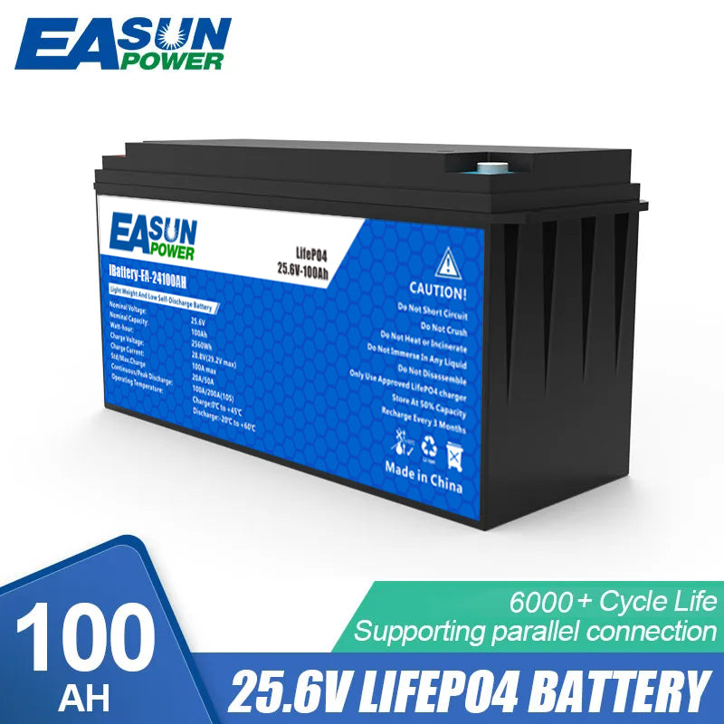 EASUN POWER 25.6V/24V 100AH LiFePO4 Battery