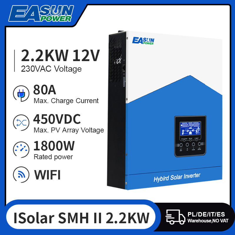 EASUN POWER 2.2K Solar Inverter 12V 220V Off Grid Inverter 80A