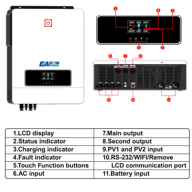 EASUN POWER 10.2KW Solar Inverter MPPT 220VAC 48VDC