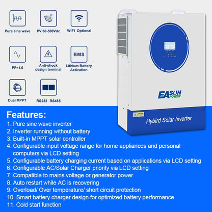 EASUN POWER 11KW Soalr Inverter MPPT 140A Charger 220VAC 48VDC