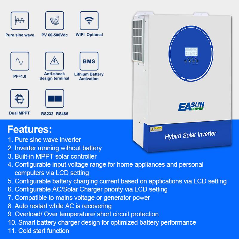 EASUN POWER 8.5KW Soalr Inverter MPPT 140A Charger 220VAC 48VDC