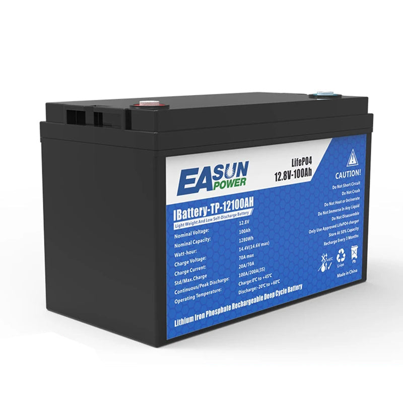 EASUN POWER Lifepo4 Lithium Iron Phosphate Battery 12v 100Ah 12.8V