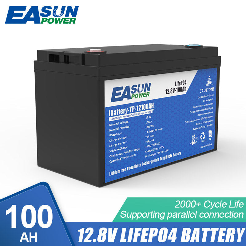 EASUN POWER Lifepo4 Lithium Iron Phosphate Battery 12v 100Ah 12.8V