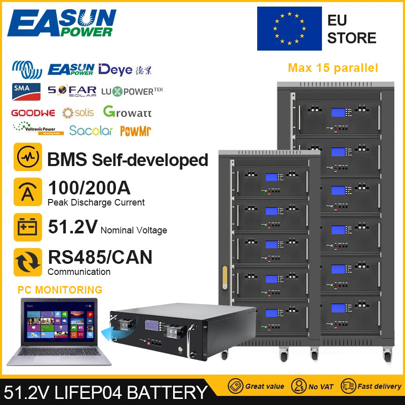 EASUN POWER 48v 51.2v Lifepo4 Lithium Li-ion Battery