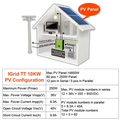 EASUN POWER 10KW On Grid Off Grid Solar Inverter 48V 380V